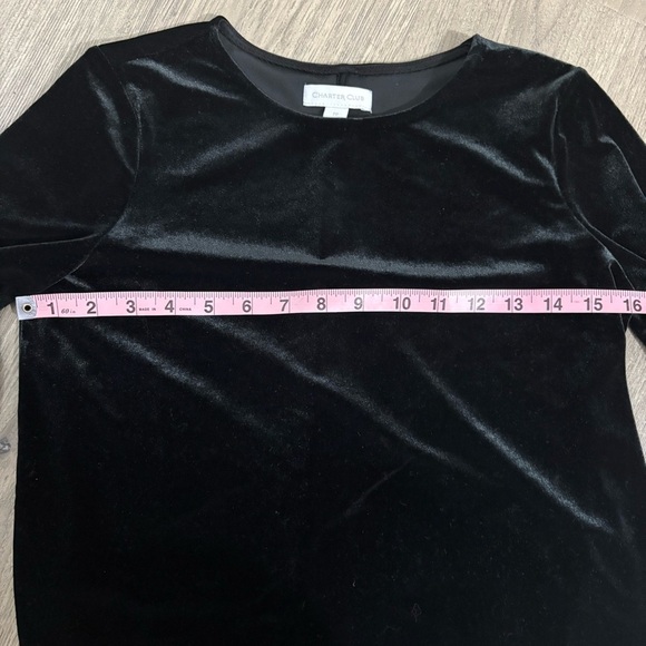 Charter Club Women's Sz PP Black Velvet 3/4 Sleeve Top Whimsigoth Fairy Witchy - Picture 6 of 9